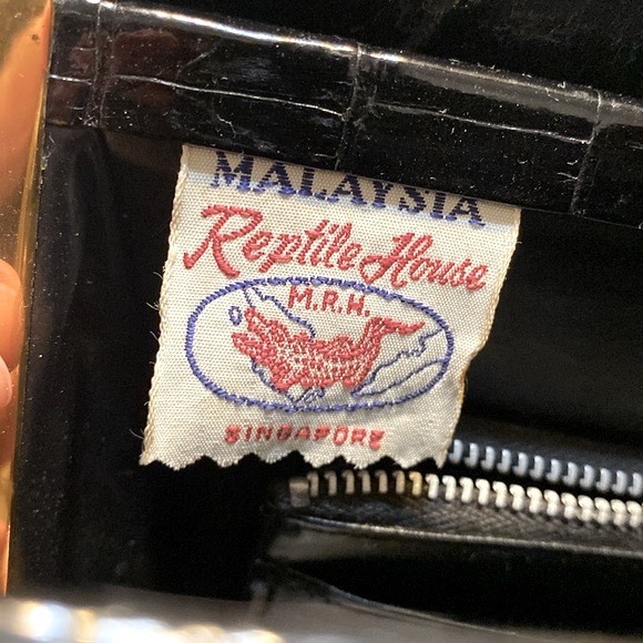 Vintage 60’s Malaysia Reptile House Crocodile Handbag - Picture 7 of 11
